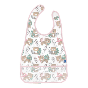 Podbradník plastový s vreckom Savanna Pattern Pink