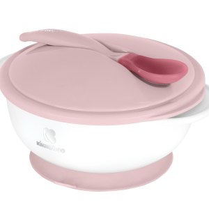 Miska s prísavkou, viečkom a lyžičkou s tepelným senzorom Pink