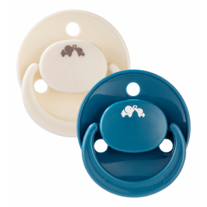 Cumlík silikónový symetrický Eco 2ks 6m+ Sand/Blue