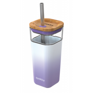 Sklenený cestovný hrnček so slamkou Liquid Cube Lilac Gradient 540 ml