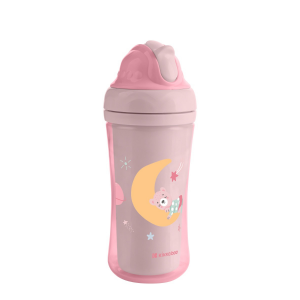 Hrnček so silikónovou slamkou 220ml 8m+ Moony me Pink