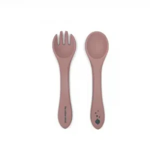 SILIKÓNOVÝ SET VIDLIČKY A LYŽIČKY COTTON CLOUD DUSTY PINK