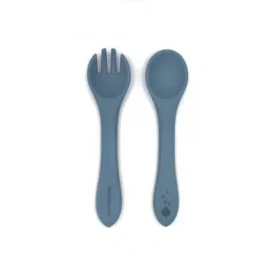 SILIKÓNOVÝ SET VIDLIČKY A LYŽIČKY COTTON CLOUD SMOKEY BLUE