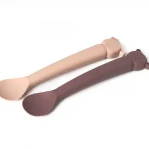 SILIKÓNOVÁ SÚPRAVA DETSKÝCH LYŽIČIEK MEDVEĎ LILI PLUM/ BLUSH
