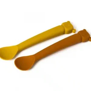 SILIKÓNOVÁ SÚPRAVA DETSKÝCH LYŽIČIEK MEDVEĎ LILI CINNAMON/ MUSTARD