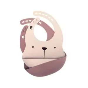 SILIKÓNOVÉ PODBRADNÍKY 2 KS  MEDVEĎ LILI PLUM/ BLUSH