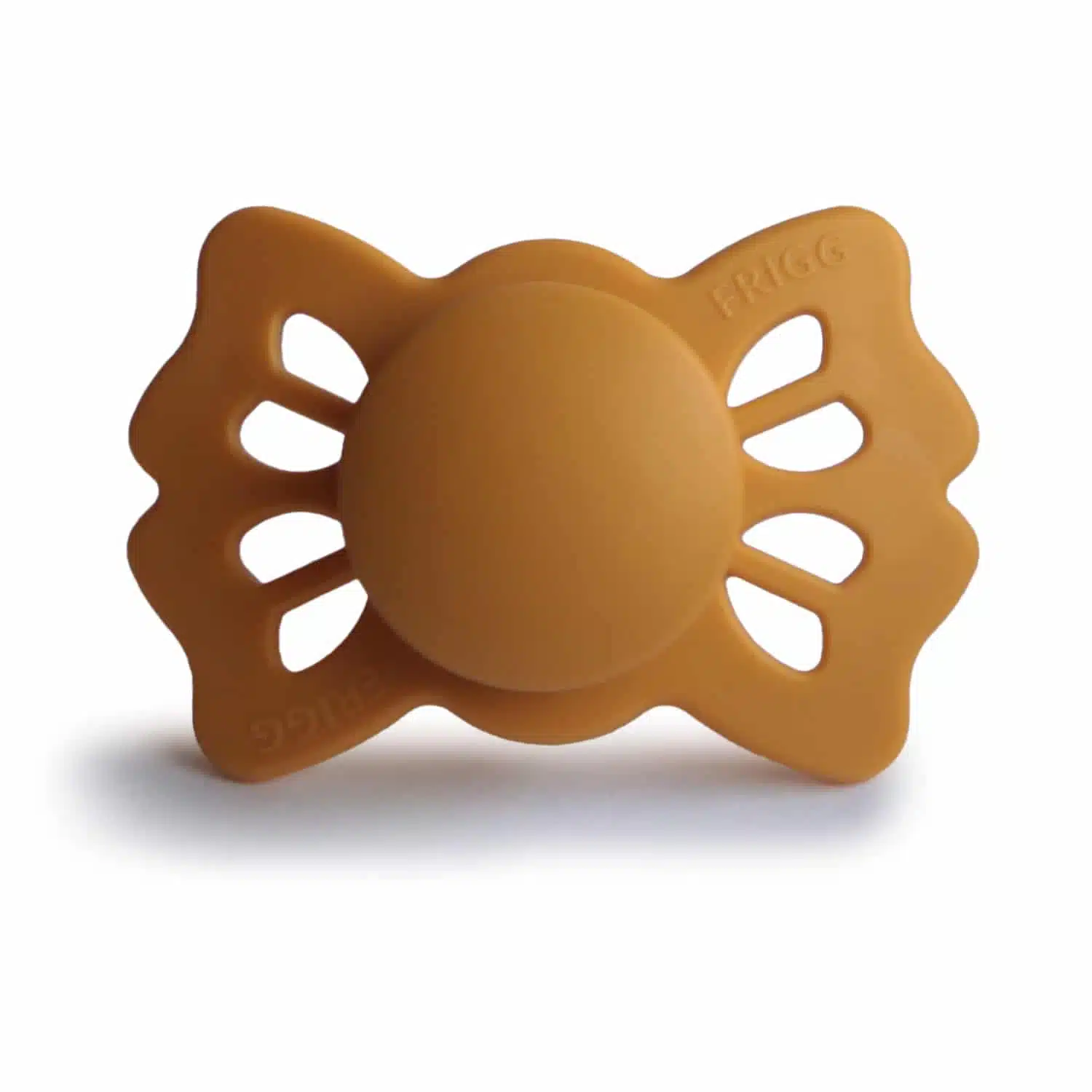 SYMETRICKÝ CUMLÍK FRIGG LUCKY HONEY GOLD, 0-6M, SILIKÓN