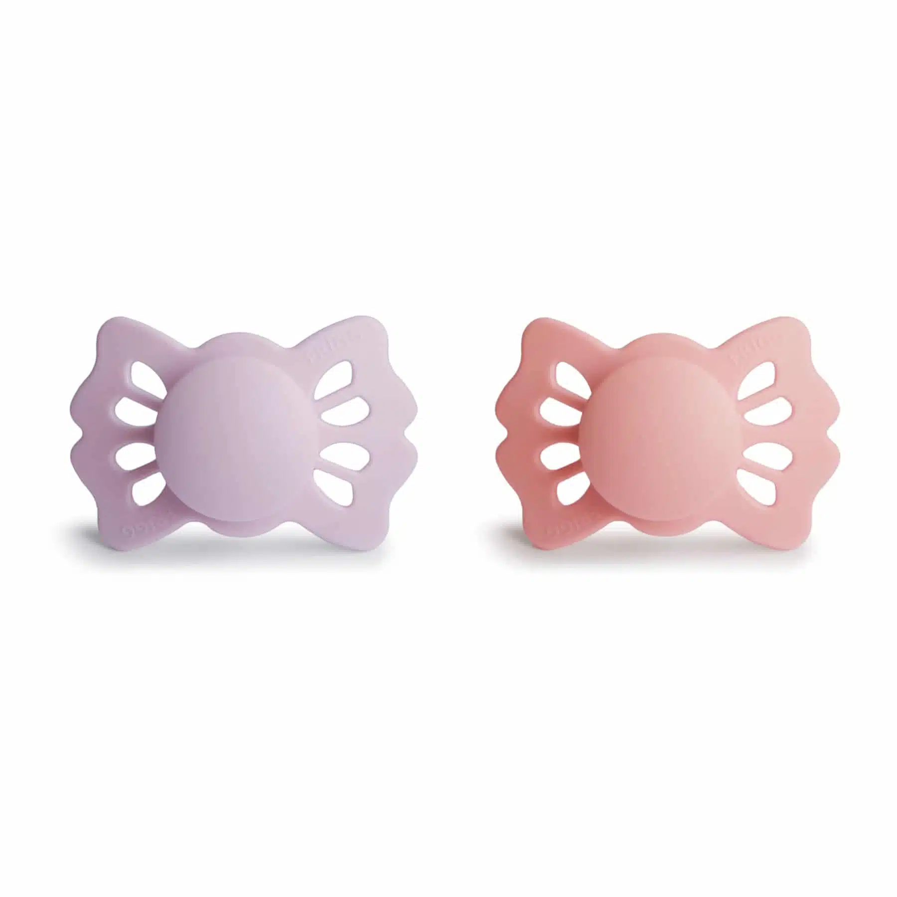 DVOJBALENIE SYMETRICKÝCH CUMLÍKOV FRIGG LUCKY SOFT LILAC/ PRETTY IN PEACH, 0-6M, SILIKÓN