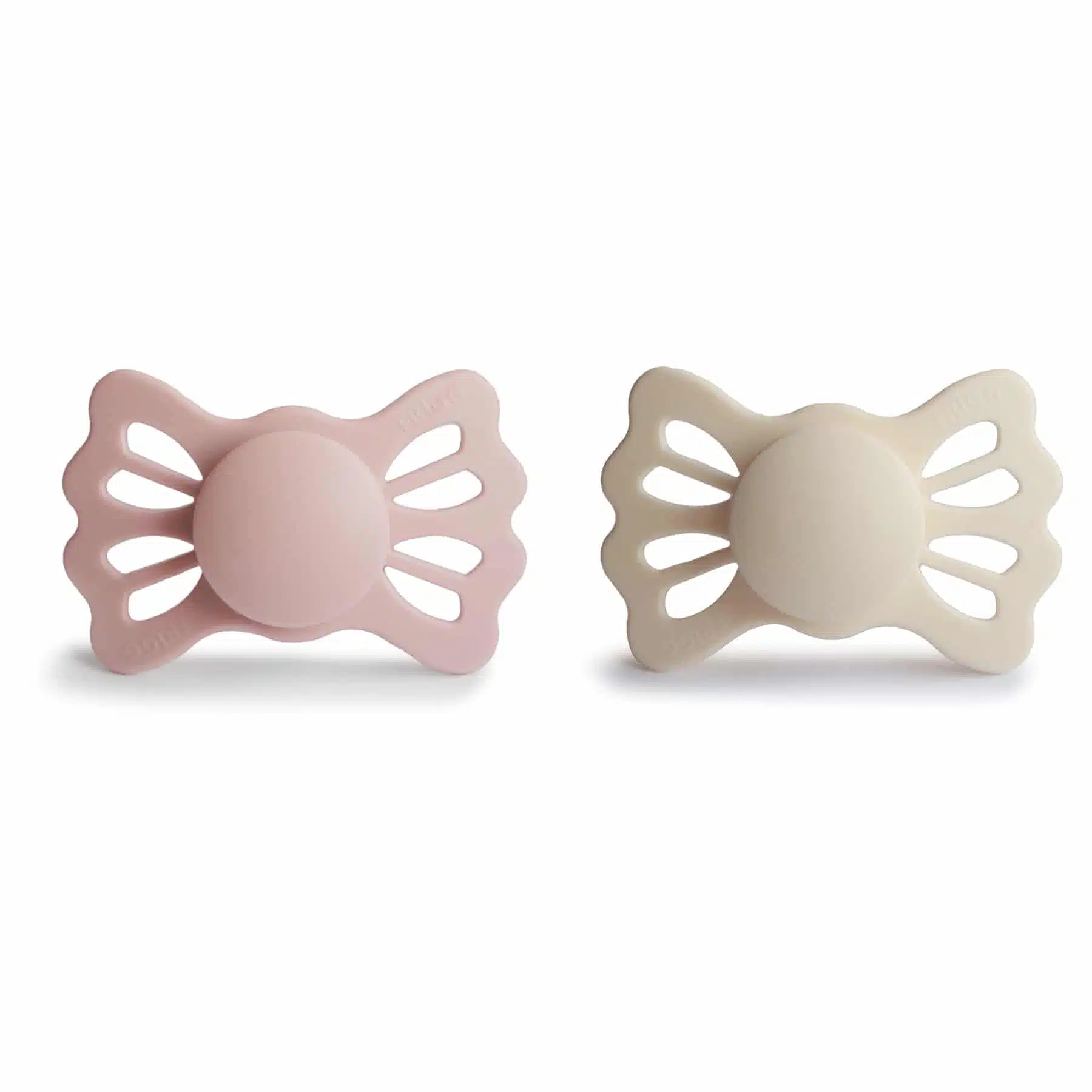 DVOJBALENIE SYMETRICKÝCH CUMLÍKOV FRIGG LUCKY CREAM/ BLUSH, 6-18M, SILIKÓN