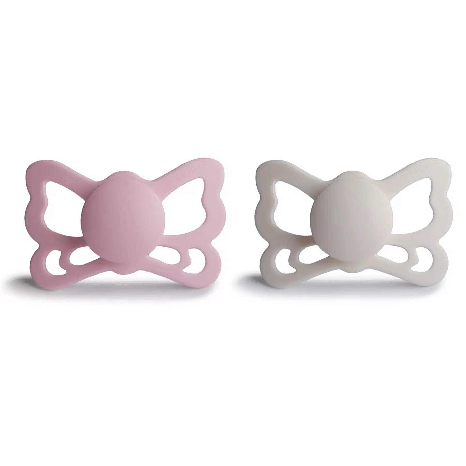 DVOJBALENIE ANATOMICKÝCH CUMLÍKOV FRIGG BUTTERFLY PRIMROSE/ SILVER GRAY, 6-18M, SILIKÓN