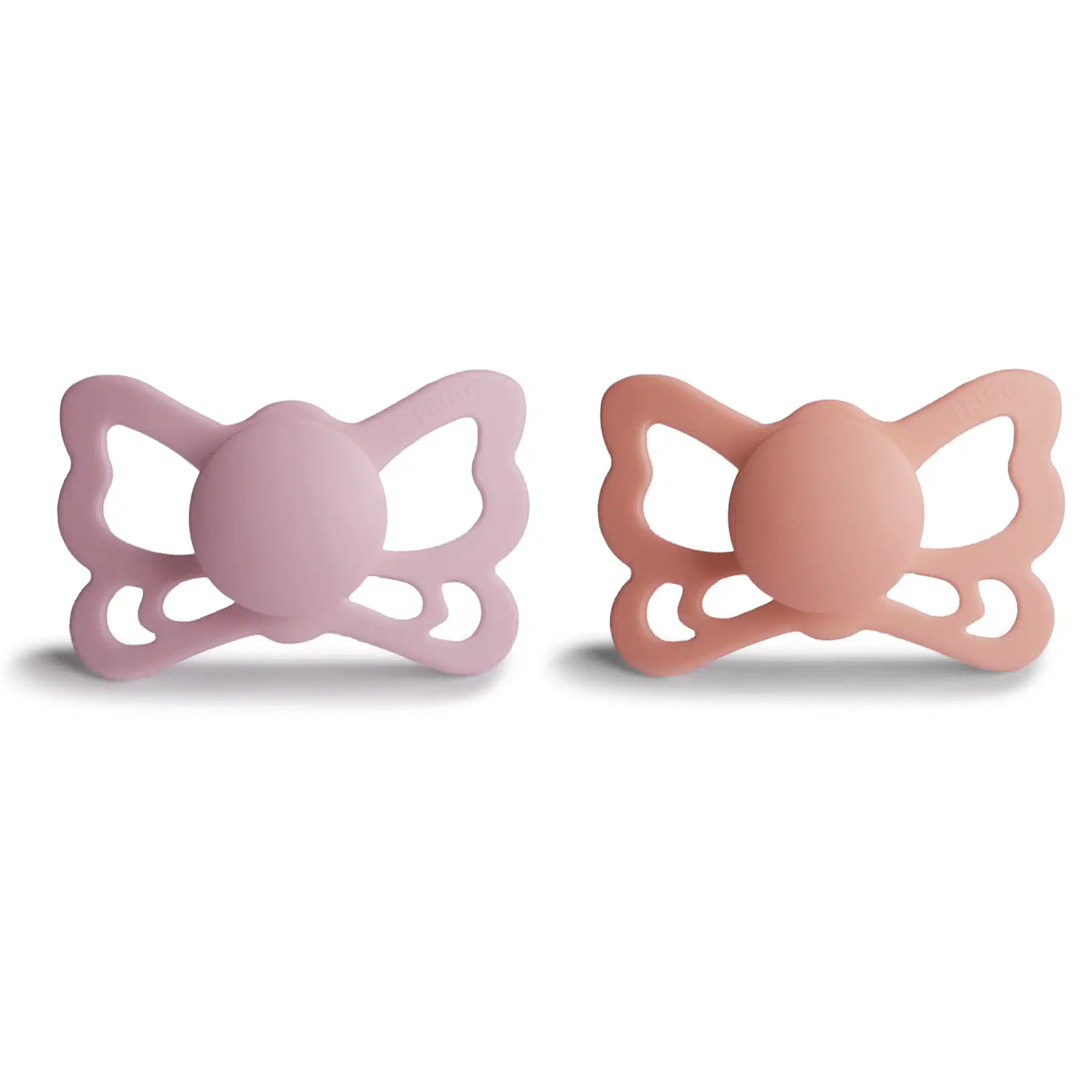 DVOJBALENIE ANATOMICKÝCH CUMLÍKOV FRIGG BUTTERFLY PRETTY IN PEACH/ PRIMROSE, 6-18M, SILIKÓN