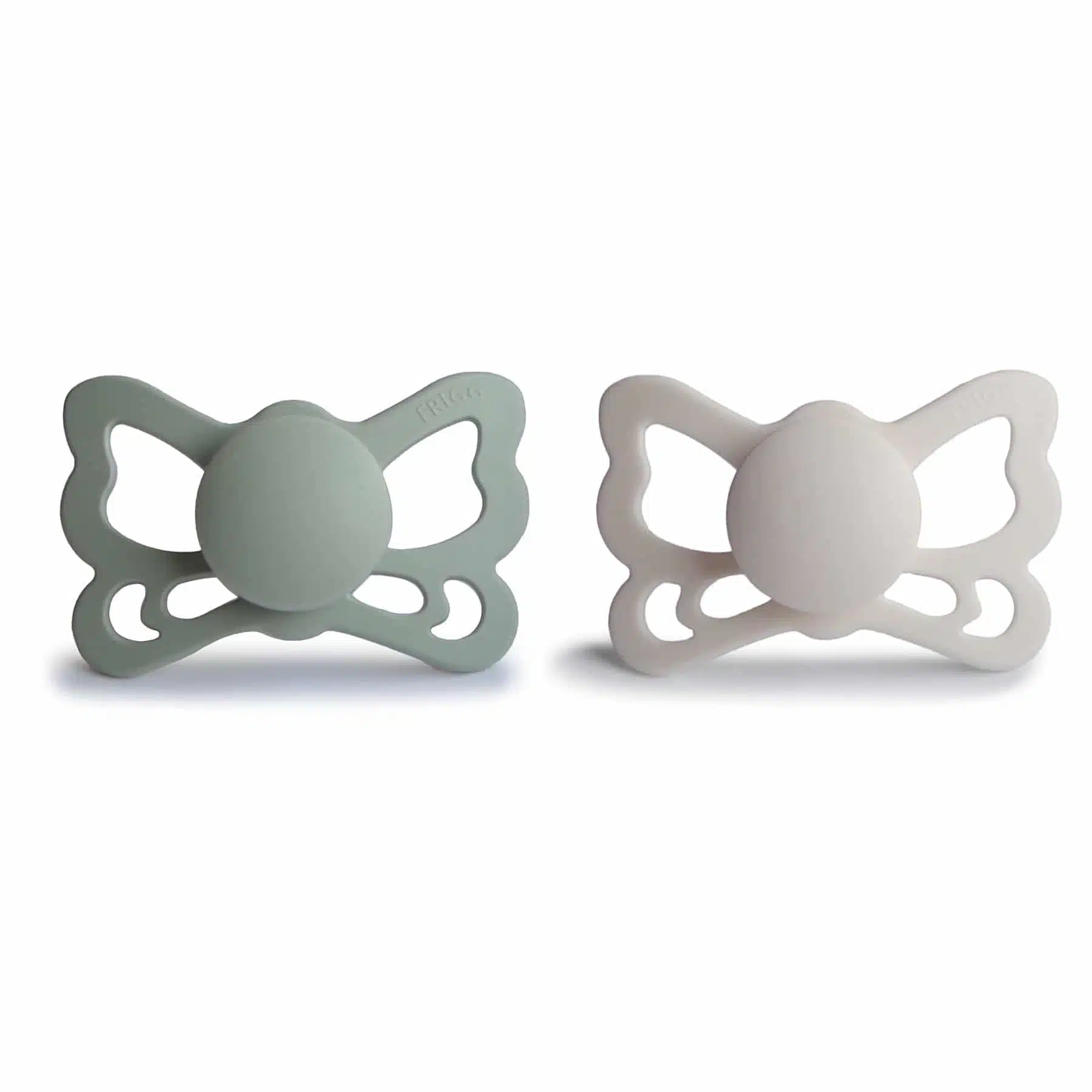 DVOJBALENIE ANATOMICKÝCH CUMLÍKOV FRIGG BUTTERFLY SAGE/ SILVER GRAY, 6-18M, SILIKÓN