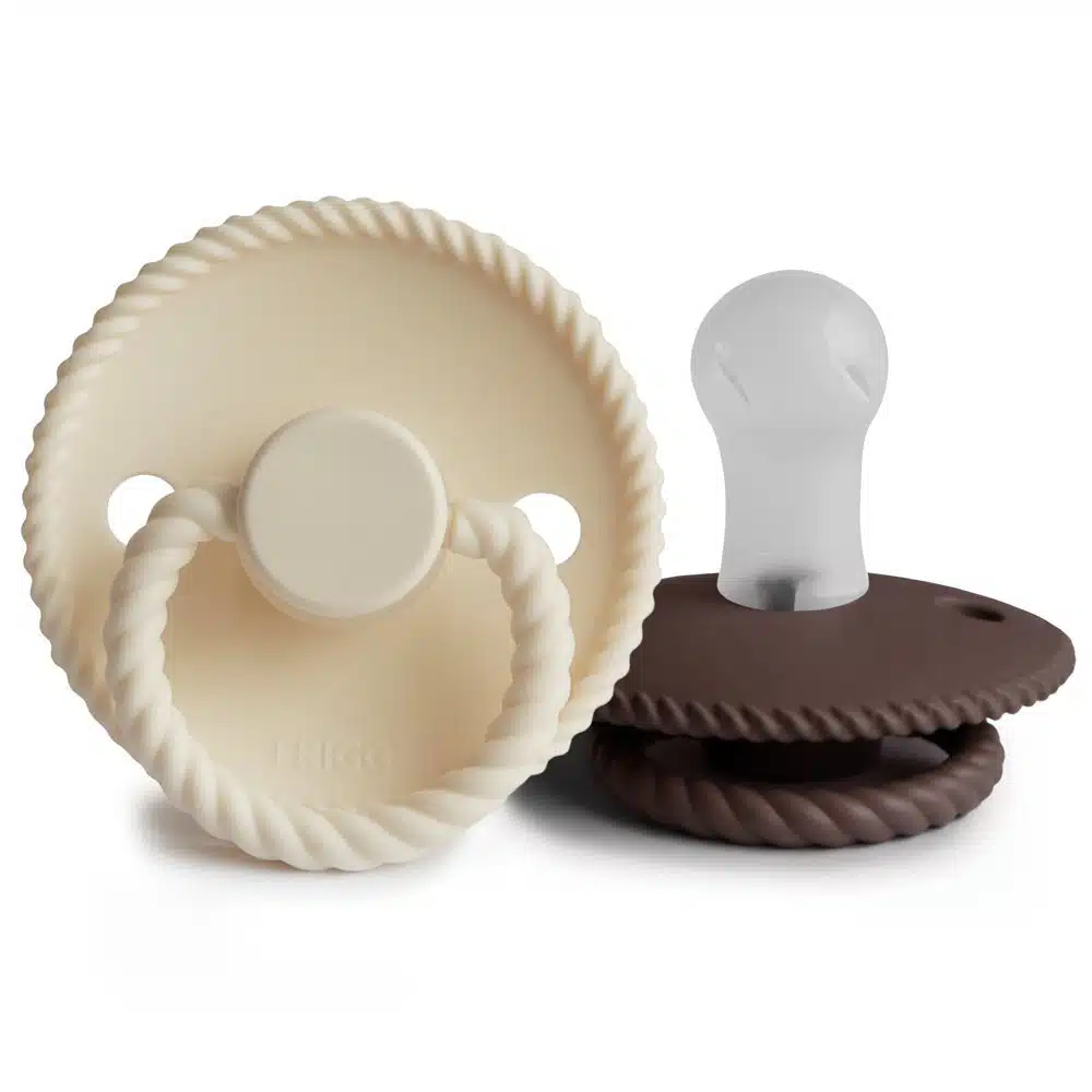 DVOJBALENIE CUMLÍKOV FRIGG ROPE CREAM/ COCOA, 0-6M, SILIKÓN