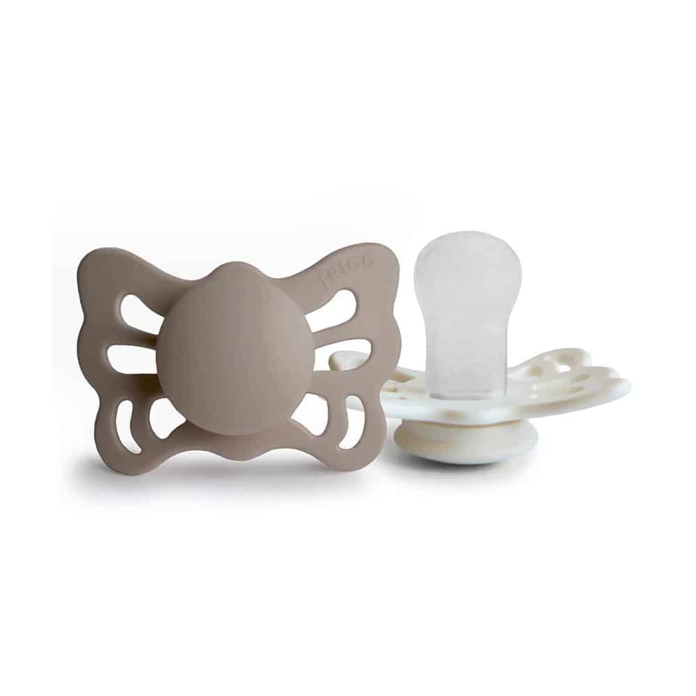 DVOJBALENIE ANATOMICKÝCH CUMLÍKOV FRIGG BUTTERFLY PORTOBELLO/ CREAM, 0-6M, SILIKÓN