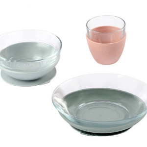 Jedálenská súprava sklenená s prísavkami Eucalyptus