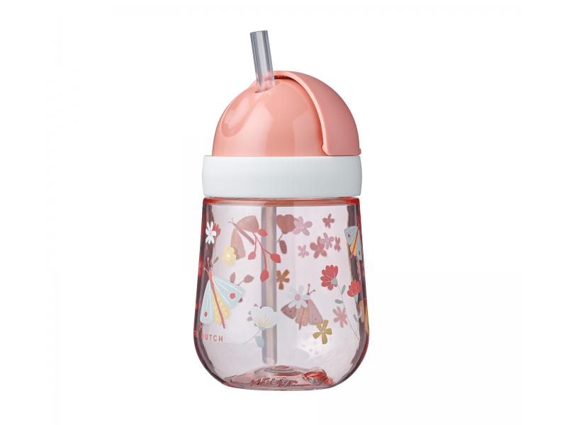 Hrnček so slamkou 300 ml 9m+ Kvety a motýle