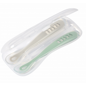 Prvá lyžička silikónová 2ks s puzdrom Grey