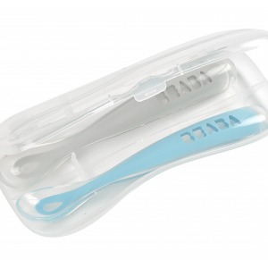 Prvá lyžička silikónová 2ks s puzdrom Windy Blue