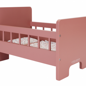 Postieľka pre bábiky drevená s perinkou Kvety a motýle