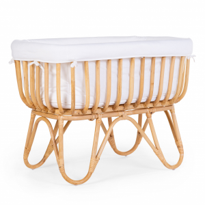 Košík na bábätko ratanový + matrac + poťah Jersey Off White