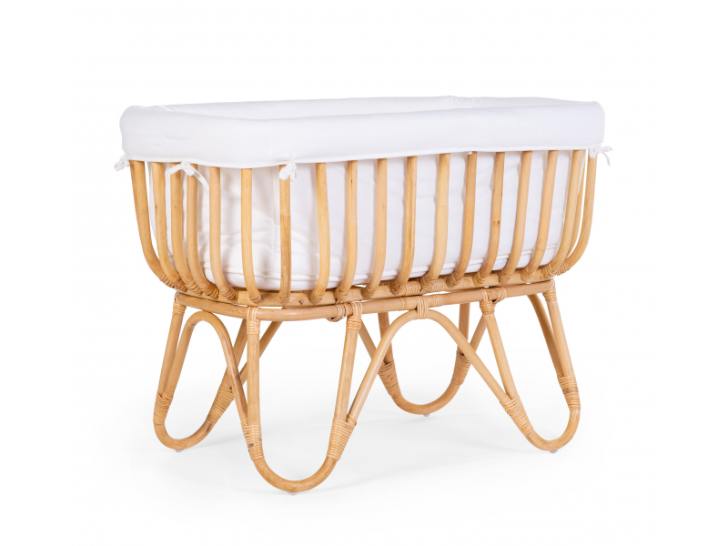 Košík na bábätko ratanový + matrac + poťah Jersey Off White