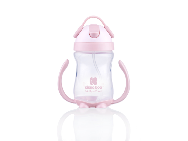 Hrnček so silikónovou slamkou 300ml 12m+ Pink