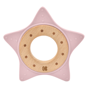 Hryzátko silikón a drevo Star Pink