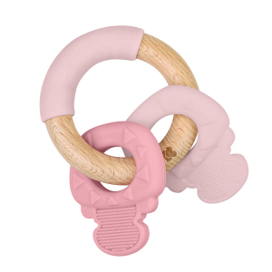Hryzátko silikón a drevo Keys Pink