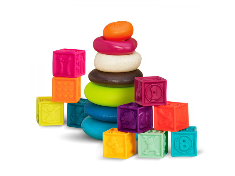 Kocky One Two Squeeze a Pyramída z krúžkov