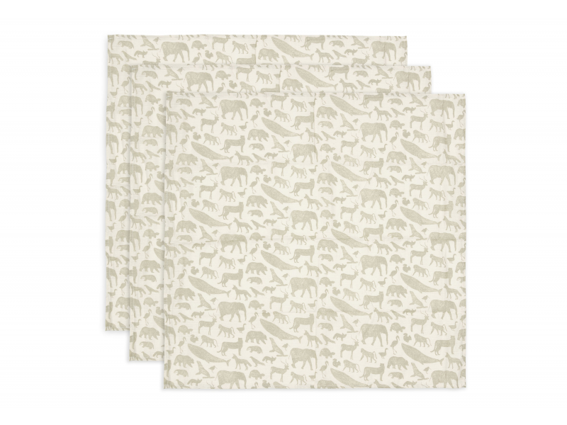 Plienky 3 ks 70x70 cm Animals Olive Green