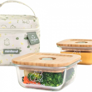 Misky na jedlo sklenené hermetické 2 ks + termopúzdro Žaba