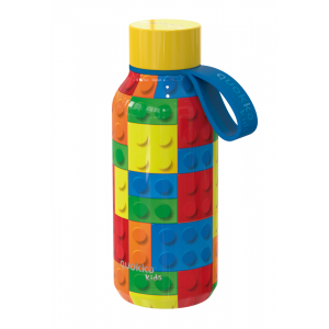 Nerezová termofľaša Solid Kids s pútkom Color Bricks 330 ml