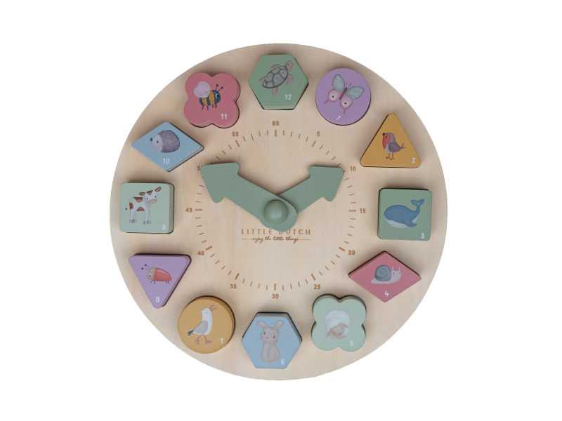 Hodiny s puzzle kockami drevené Farma