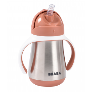 Hrnček termoizolačný so slamkou nerez 250ml Terracotta