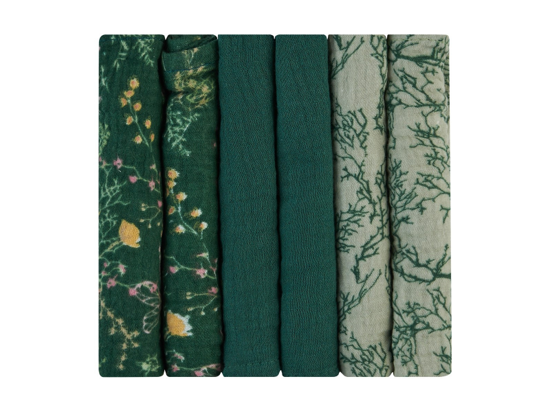 Plienky mušelínové 30x30 cm 6ks Secret Garden Green