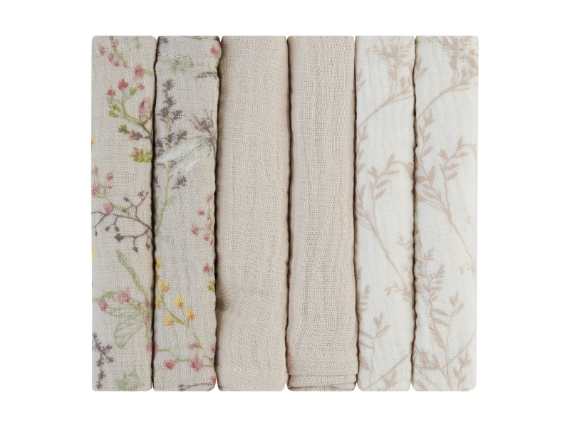 Plienky mušelínové 30x30 cm 6ks Secret Garden Beige