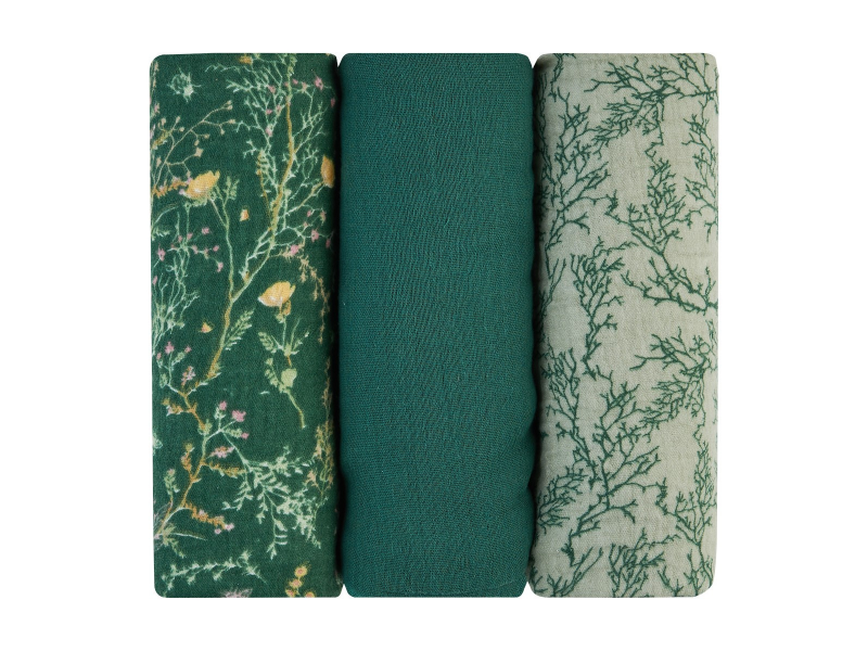 Plienky mušelínové 75x75 cm 3ks Secret Garden Green