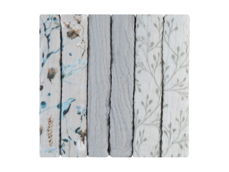 Plienky mušelínové 30x30 cm 6ks Dreamy Fields Grey