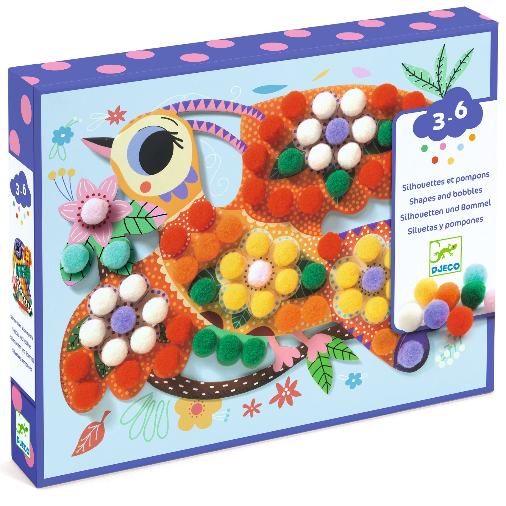 Koláž s brmbolcami Siluetové vtáčiky