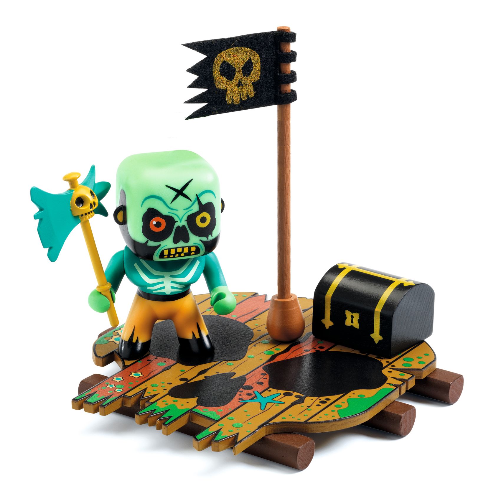 Arty Toys figúrka pirát Skull s plťou a truhlicou