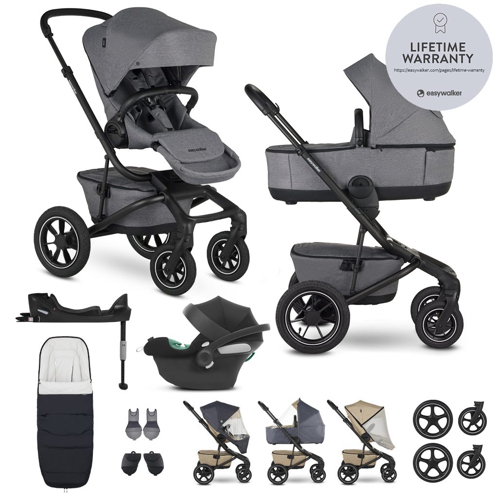 EASYWALKER Kočík kombinovaný Jimmey Iris Grey XXL AIR + RWS + CYBEX Aton B2 i-Size + základňa