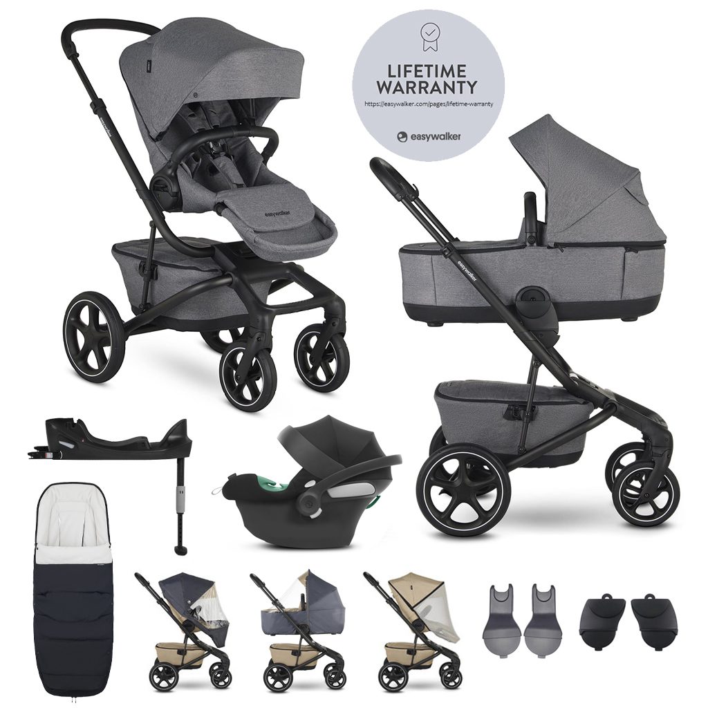 EASYWALKER Kočík kombinovaný Jimmey Iris Grey XXL RWS + CYBEX Aton B2 i-Size + základňa