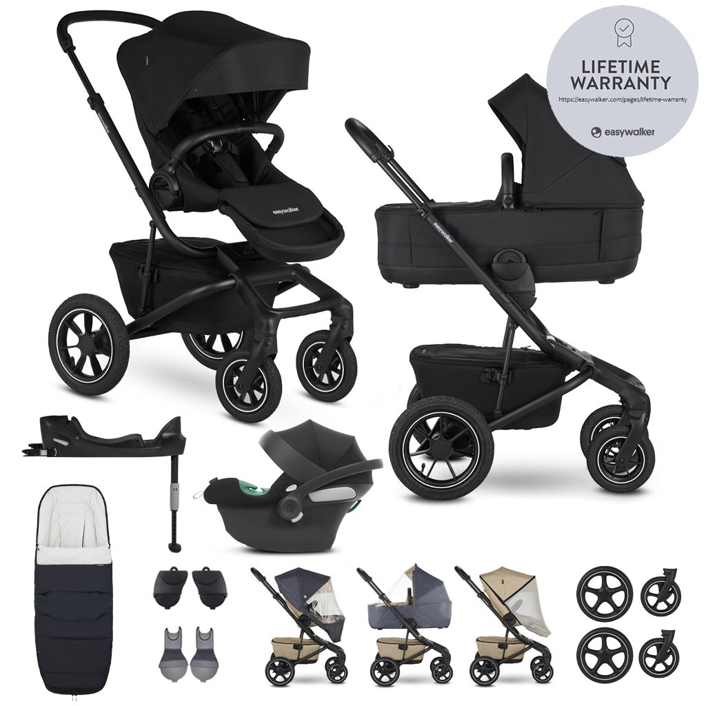 EASYWALKER Kočík kombinovaný Jimmey Pepper Black XXL AIR + RWS + CYBEX Aton B2 i-Size +základňa