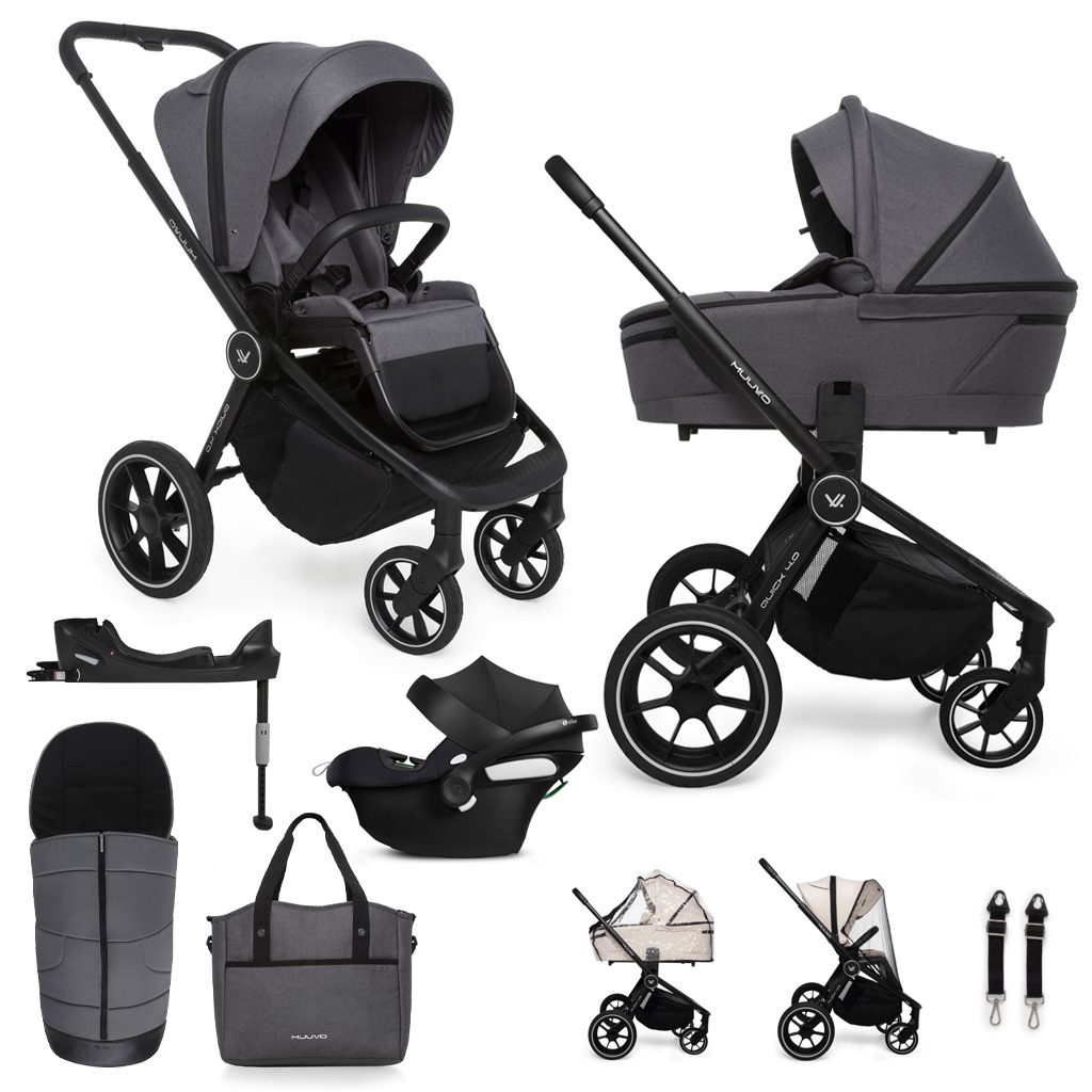 MUUVO Kočík kombinovaný Quick 4.0 Iron graphite set 2v1 + CYBEX Aton B2 i-Size + základňa