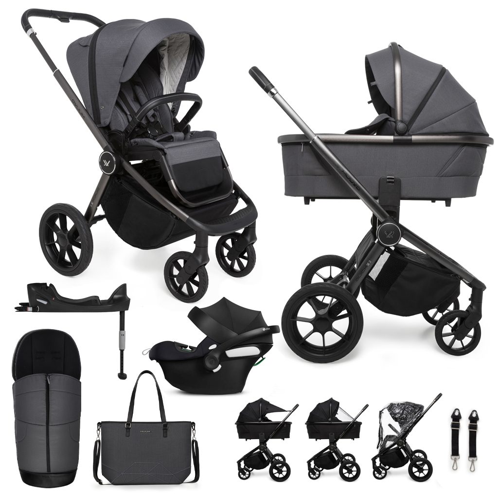 MUUVO Kočík kombinovaný Quick SE 2 Diamond graphite set 2v1 + CYBEX Aton B2 i-Size + základňa