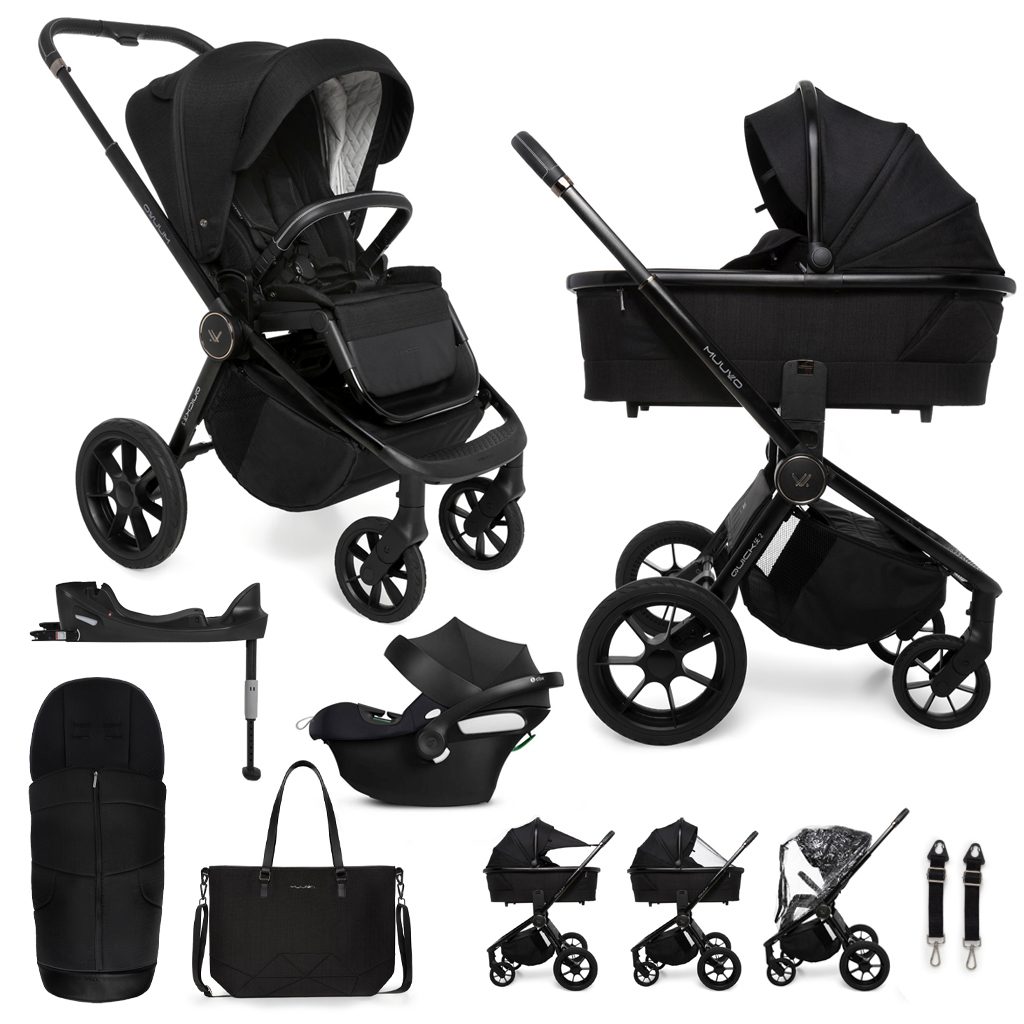 MUUVO Kočík kombinovaný Quick SE 2 Chromium black set 2v1 + CYBEX Aton B2 i-Size + základňa