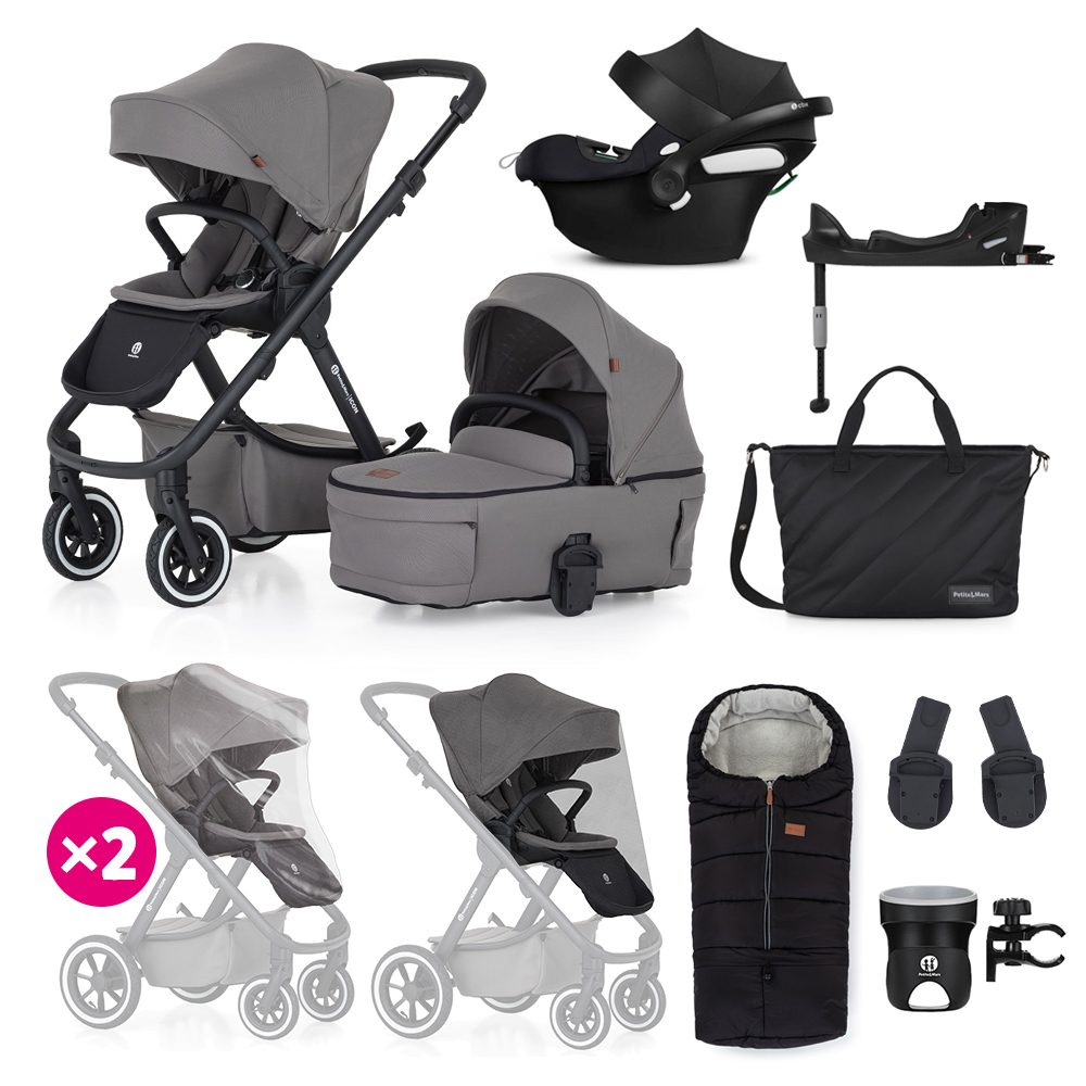 PETITE&MARS Kočík kombinovaný ICON 2v1 Dove Grey XXL AIR + CYBEX Aton B2 i-Size + základňa