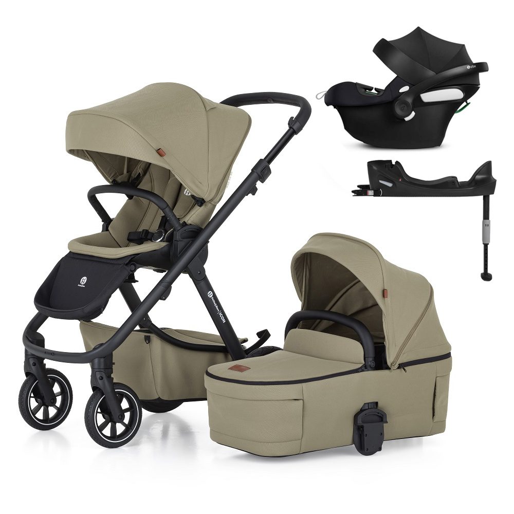 PETITE&MARS Kočík kombinovaný ICON 2v1 Mossy Green LITE RWS + CYBEX Aton B2 i-Size + základňa