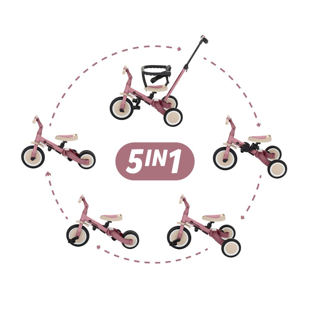 PETITE&MARS Trojkolka multifunkčná 5v1 Turbo Dusty Rose