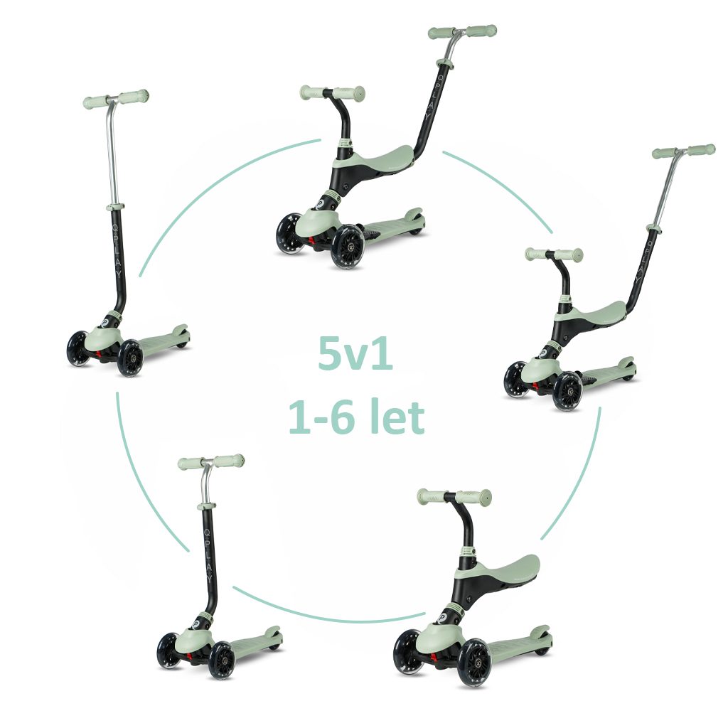 QPLAY Kolobežka Sema Pro Green, 5 v 1, vek 1-6 rokov